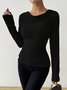 Women Plain Cowl Neck Urban Long Sleeve T-shirt