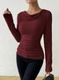 Women Plain Cowl Neck Urban Long Sleeve T-shirt