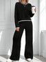 Casual Color Block Crew Neck Two-Piece Set