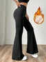 Women's  Elastic Waist H-Line Flare Pants Daily Going Out Pants Black Casual Split Joint Plain Spring/Fall Pants