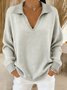 Plain Casual Loose V Neck Sweater