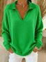 Plain Casual Loose V Neck Sweater