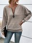 Women Plain V Neck Casual Long Sleeve T-shirt