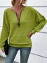 Women Plain V Neck Casual Long Sleeve T-shirt