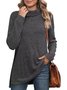Casual Plain Turtleneck Blouse