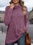 Casual Plain Turtleneck Blouse