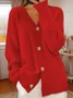 Casual Plain V Neck Cardigan