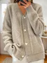 Casual Plain V Neck Cardigan