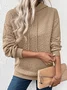 Casual Loose Jacquard Texture Elastic Drawstring Hooded Women's Sweatshirt