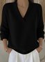 Plain Casual V Neck Loose Sweater