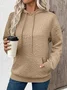 Casual Loose Jacquard Texture Elastic Drawstring Hooded Women's Sweatshirt
