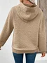 Casual Loose Jacquard Texture Elastic Drawstring Hooded Women's Sweatshirt