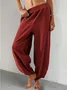 Women's  Elastic Waist H-Line Wide Leg Pants Daily Going Out Pants Khaki Casual Split Joint Plain Spring/Fall Pants