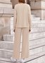 Casual Regular Fit Plain Crew Neck Two-Piece Set