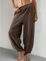 Women's  Elastic Waist H-Line Wide Leg Pants Daily Going Out Pants Khaki Casual Split Joint Plain Spring/Fall Pants