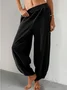 Women's  Elastic Waist H-Line Wide Leg Pants Daily Going Out Pants Khaki Casual Split Joint Plain Spring/Fall Pants