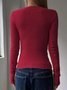 Women Plain Crew Neck Casual Long Sleeve T-shirt