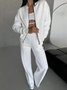 Women's Adjustable Strap Plain Daily Going Out Two-Piece Set Off White Casual Spring/Fall Top With Pants Matching Set