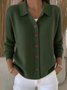 Casual Plain Buttoned Shirt Collar Cardigan