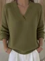 Casual Plain V Neck Sweater