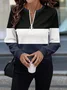 Women's Colorblock Printed Casual Zipper Long Sleeve Sweatshirt