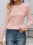 Women Plain Crew Neck Casual Long Sleeve T-shirt