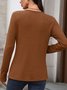 Women Plain V Neck Casual Long Sleeve T-shirt