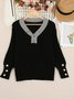 Lady Romance V Neck Loose Acrylic Sweater