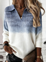 Shawl Collar Gradient Pattern Simple Loose Sweater