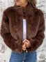 Split Joint Faux Fur Simple Leather & Faux Leather