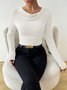 Women Plain Crew Neck Casual Long Sleeve T-shirt