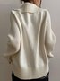 Casual Plain Stand Collar Cardigan