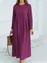 Casual Plain Crew Neck Maxi Dress
