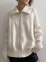 Casual Plain Stand Collar Cardigan