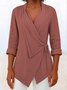 Casual Plain Shawl Collar Blouse