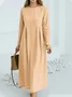 Casual Plain Crew Neck Maxi Dress