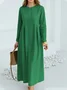 Casual Plain Crew Neck Maxi Dress