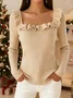 Regular Fit Plain Square Neck Elegant Knit Top
