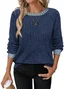 Women Plain Crew Neck Casual Long Sleeve T-shirt