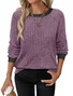 Women Plain Crew Neck Casual Long Sleeve T-shirt
