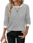 Women Plain Crew Neck Casual Long Sleeve T-shirt