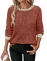 Women Plain Crew Neck Casual Long Sleeve T-shirt