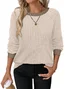 Women Plain Crew Neck Casual Long Sleeve T-shirt