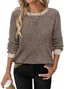 Women Plain Crew Neck Casual Long Sleeve T-shirt