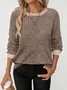 Women Plain Crew Neck Casual Long Sleeve T-shirt