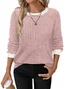 Women Plain Crew Neck Casual Long Sleeve T-shirt