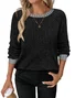 Women Plain Crew Neck Casual Long Sleeve T-shirt