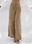 Women's  Elastic Waist H-Line Wide Leg Pants Daily Going Out Pants Apricot Casual Split Joint Plain Spring/Fall Pants