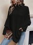 Plain Loose Turtleneck Dolman Sleeve Casual Sweater