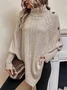 Plain Loose Turtleneck Dolman Sleeve Casual Sweater